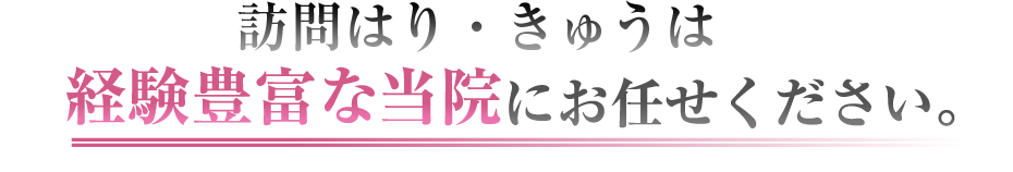 訪問はり・きゅうは経験豊富な当院にお任せください。